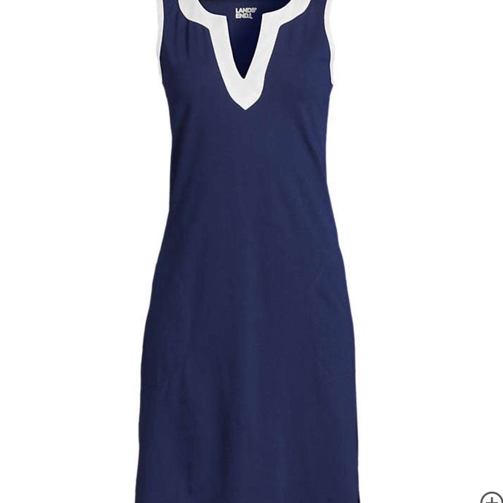 Lands End Navy Cotton Dress M NEW - Picture 3 of 7